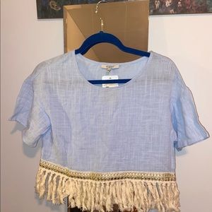 Blue crop top with fringe